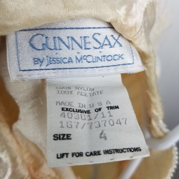 Gunne Sax Jessica McClintock Vintage Lace Over Satin Short Sleeve Dress Girls 4 - Picture 9 of 10
